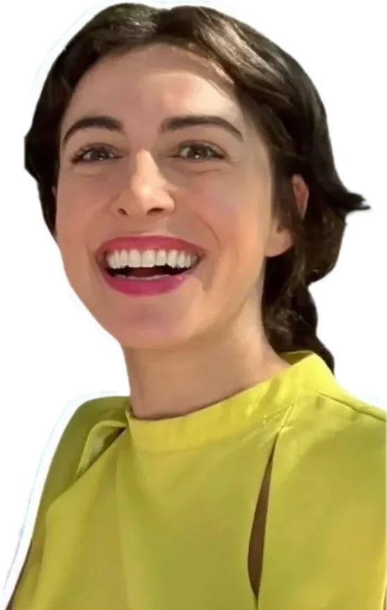 Sahar, smiling, in a lime-green top
