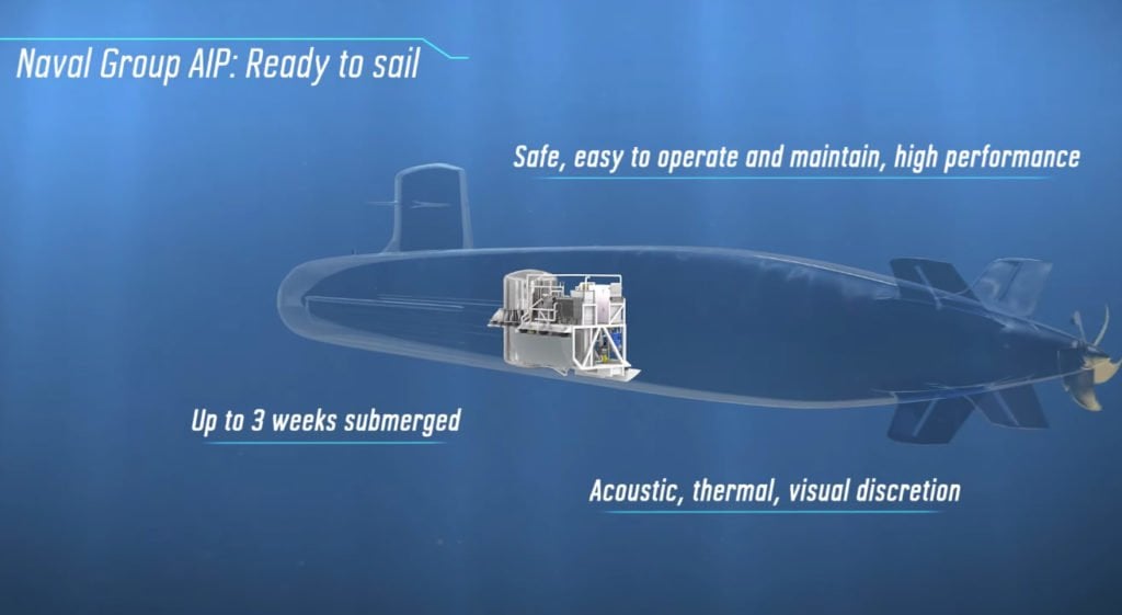 Scorpene submarine showing AIP module