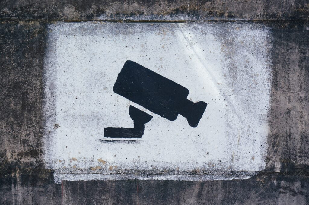 Surveillance camera street art